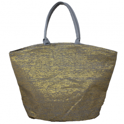 10001- GRAY AND GOLD CANVAS TOTE BAG